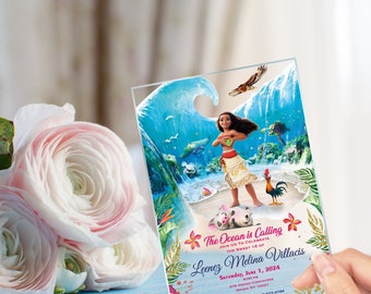 Moana Theme Quinceanera Einladung Klarglas, Prinzessin, Mis Quince, Sweet 15, Sweet 16, XV Anos, 15 Anos