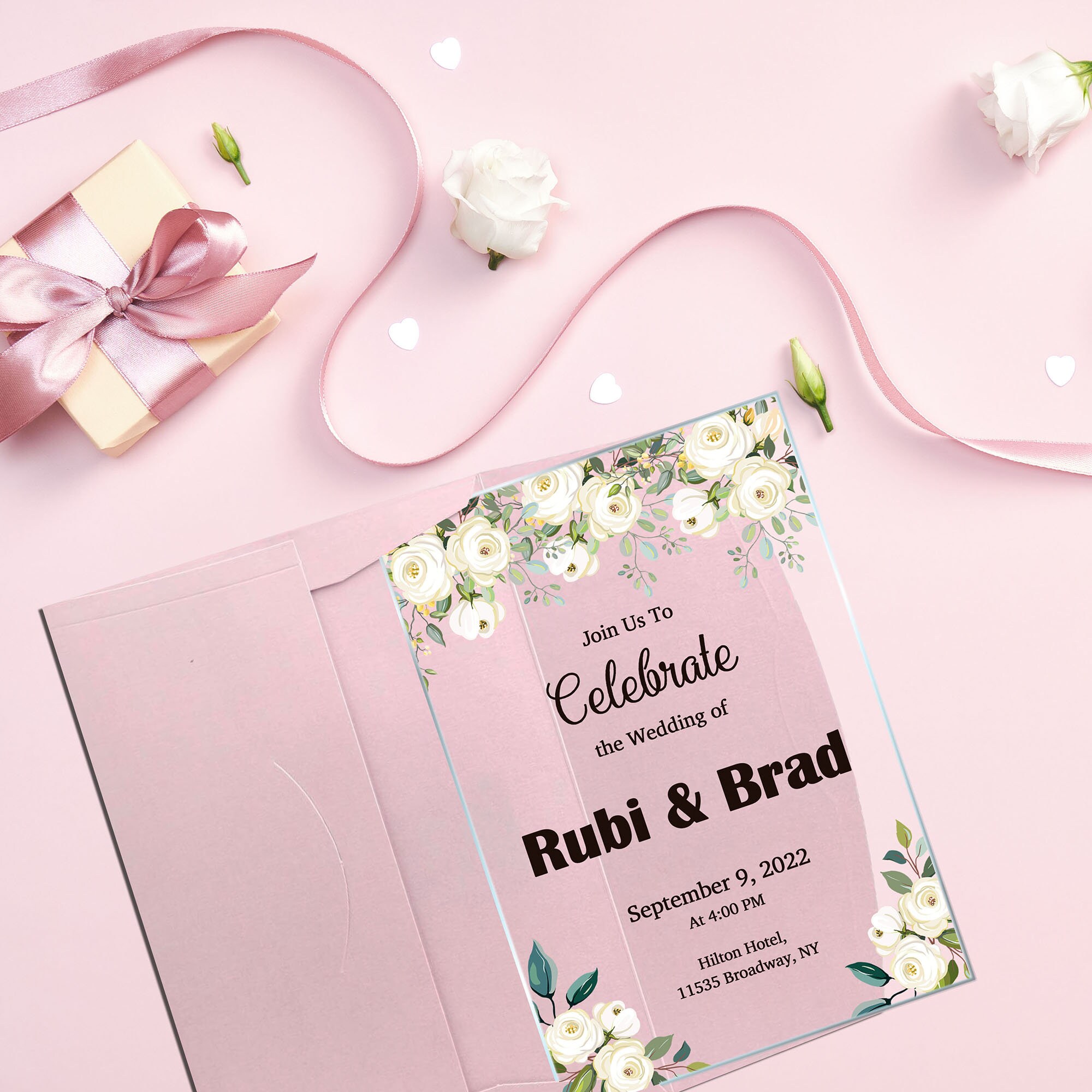 Wedding Invitation White Rose Invitation Designs Birthday - Etsy