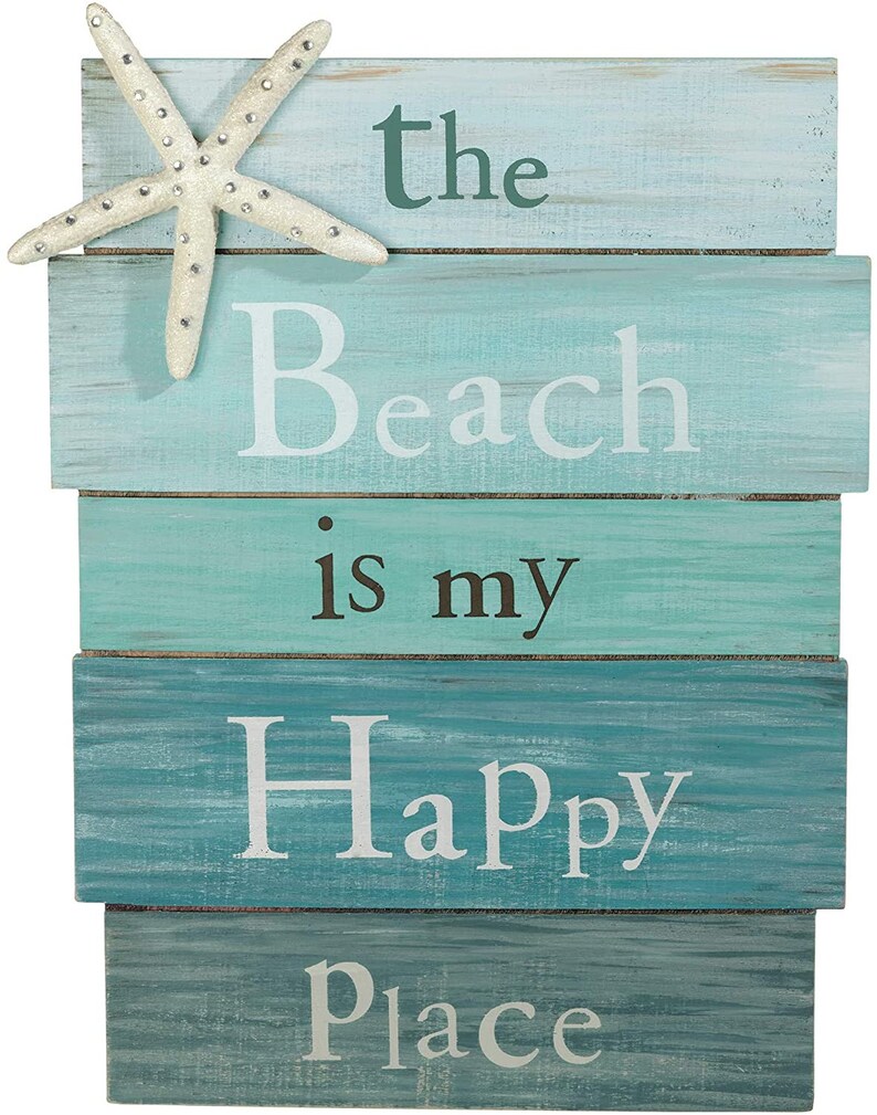 Beach is My Happy Place Plaque with real StarFish HANDMADE Etsy