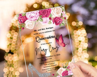 Quinceanera Invitation , Wedding Invitation Designs, Birthday Quinceanera Party Clear Invitations