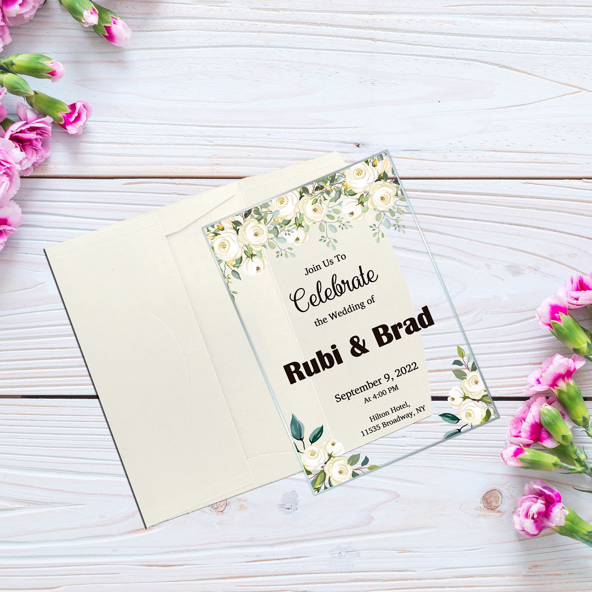Wedding Invitation White Rose Invitation Designs Birthday - Etsy