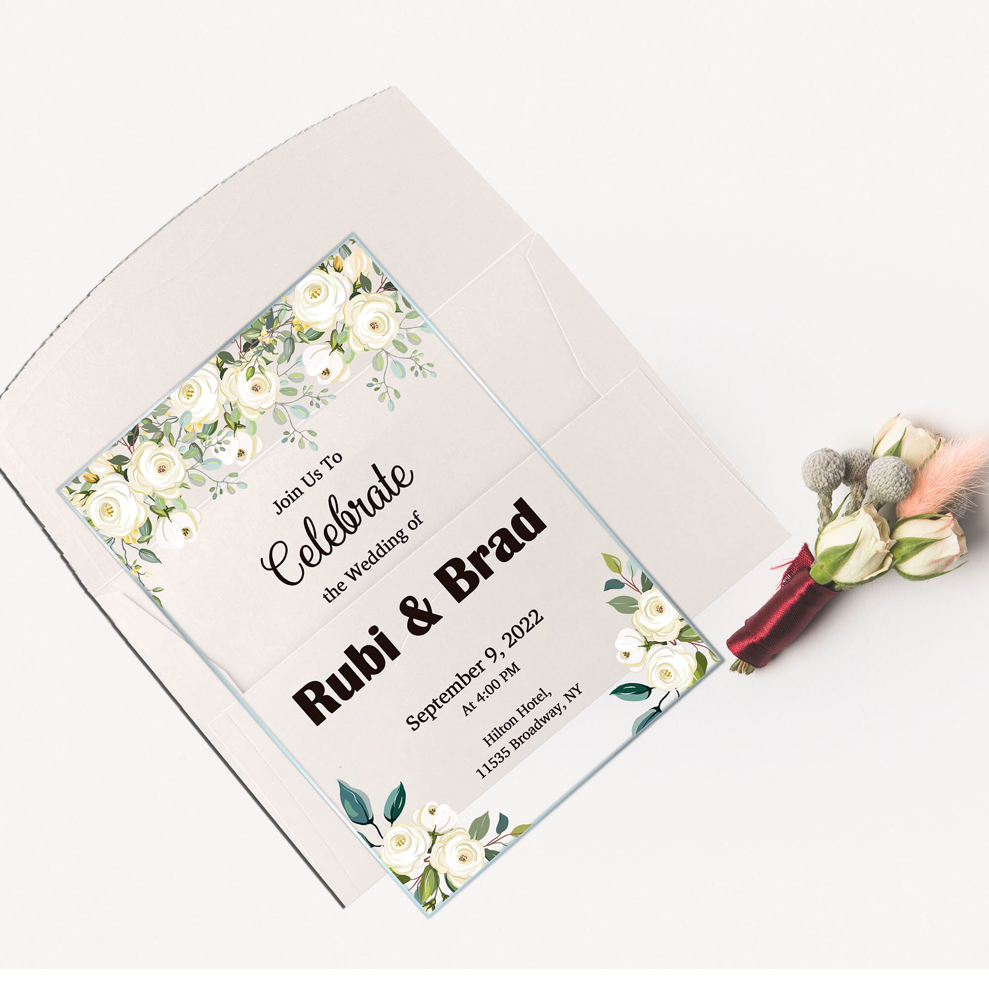 Wedding Invitation White Rose Invitation Designs Birthday - Etsy