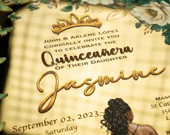 Gold Mirror Quinceanera Luxury Invitation ,  Quince Anos,  Mis Quince, Sweet 15, Sweet 16, XV Anos, 15 Anos