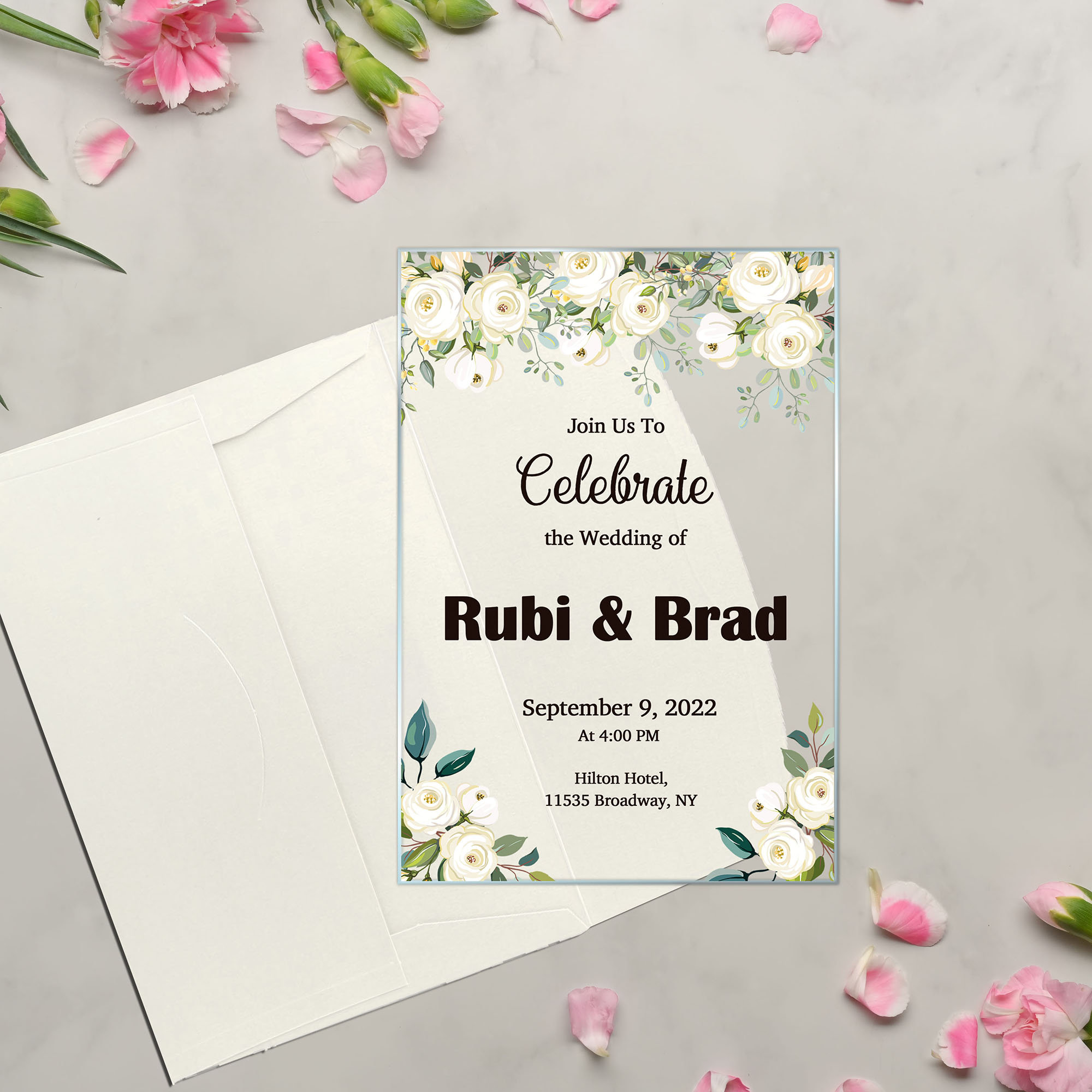 Wedding Invitation White Rose Invitation Designs Birthday - Etsy