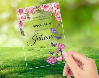 Quinceanera Invitation , Wedding Invitation Designs, Birthday Quinceanera Party Clear Invitations
