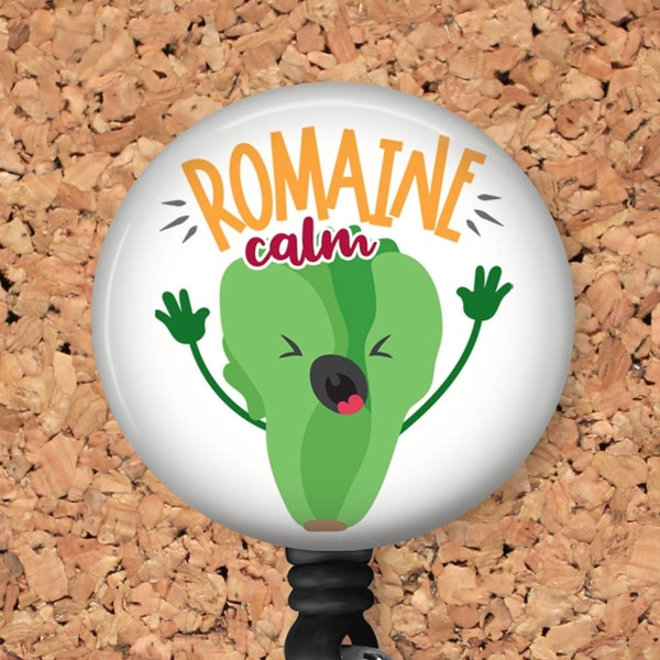 Romaine Calm Badge Reel,  Funny Dietitian Id Holder, Lettuce Carabiner, Heavy Duty Reel, Premium Reel, Magnet Reel, Nutritionist Gift, 8044