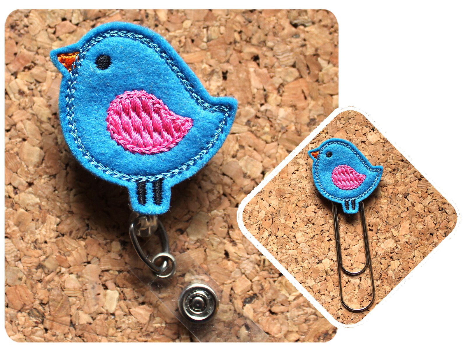 Felt Badge Reel Bluebird Spring ID Badge Reel Retractable Etsy