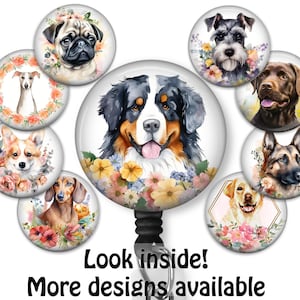 Porta-placas para perros disponible con clip para cinturón, giratorio o de presión. Boyero de Berna, Pug, Labrador, Pastor Alemán, Yorkie, Corgi, Teckel