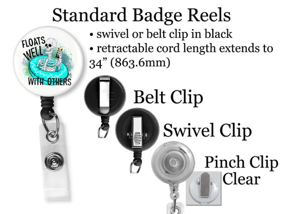 Skeleton Float Badge Reel ID Holder Summer Lanyard, Carabiner, Heavy Duty  Reel, Premium Reel, Magnet Reel Flatback 8187 