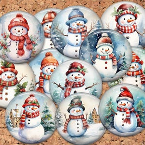 Snowmen pinback button pins, Snowman flatbacks, Party Favors, DIY Badge Reel Supplies, 8379 Sets of 12