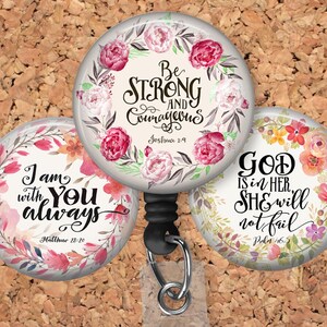 Bible Verse Badge Reel, Retractable ID Holder, Inspirational Lanyard, Badge Pull, Card Holder, Carabiner (16 Design Choices) B1000 image 7