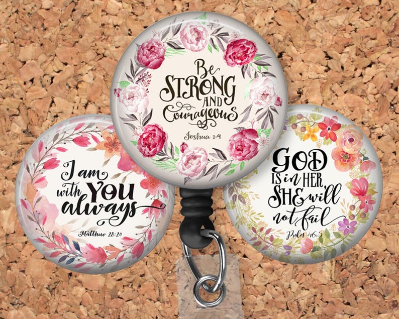 Bible Verse Badge Reel, Retractable ID Holder, Inspirational Lanyard, Badge Pull, Card Holder, Carabiner (16 Design Choices) B1000 image 7