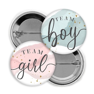 Team Girl/Boy Gender Reveal Pins - Party Favors