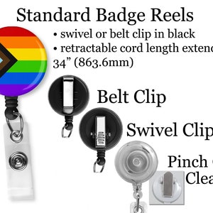 Inclusive Pride LGBTQ Flag Badge Reel Retractable ID Holder, Lanyard Carabiner Heavy Duty and Premium, Yoke Tag, Rainbow 8266 image 2