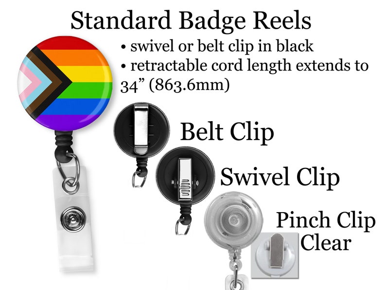 Inclusive Pride LGBTQ Flag Badge Reel Retractable ID Holder, Lanyard Carabiner Heavy Duty and Premium, Yoke Tag, Rainbow 8266 image 2