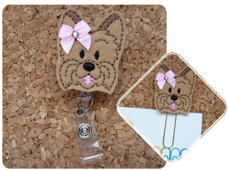 Yorkie Badge Reel ID Holder, Planner Paper Clip,  Dog ID Badge Reel, …