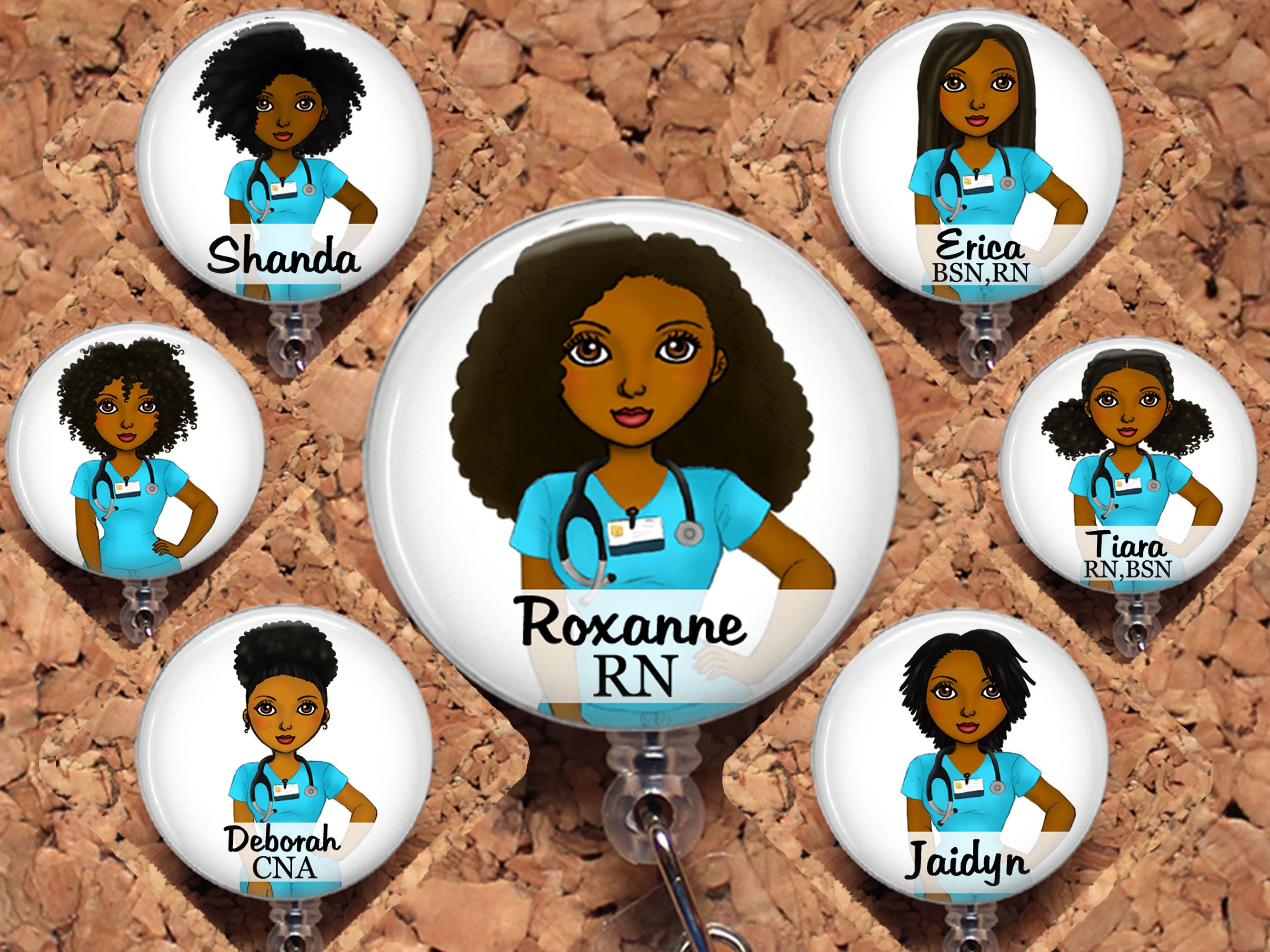 Buy African American Nurse Badge Reel, Black Nurse Customized Lanyard, Retractable  ID Holder, 16 Hair Choices, Name Personalized, 8005 Online in India 