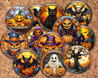 Spooky Halloween pinback button pins, flatbacks or magnets (lot of 12 or 20), Holiday Party Favors, DIY Badge Reel Supplies, 8369