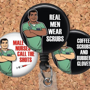 Male Nurse Badge Reel Retractable Lanyard Badge Holder Carabiner Id Holder  Male Nurse Badge Reel Gift - Male Nurse