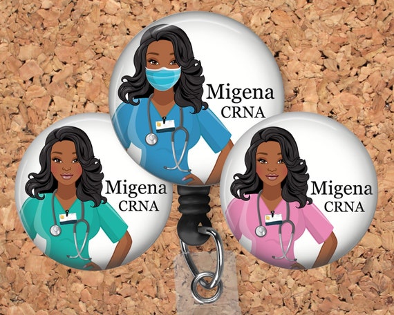 Black Nurse Badge Reel, Personalized Retractable ID Holder, African American  Customized Lanyard, Carabiner, N1067 