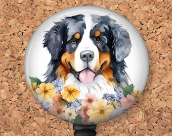 Bernese Mountain Dog Badge Reel ID Holder also available as a lanyard, carabiner, heavy duty reel, magnet reel, premium Nurse Badge, 8342