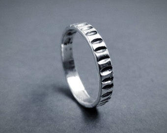 Textured Sterling Silver Mens Ring: Oxidized Band, Artistic Jewelry