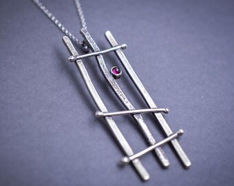 Handmade Amethyst Pendant Necklace: Modern 925 Silver Jewelry