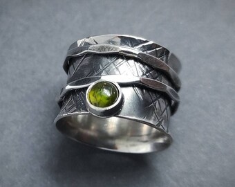 Sterling Silver Tourmaline Spinner Ring: Personalized Anxiety Ring