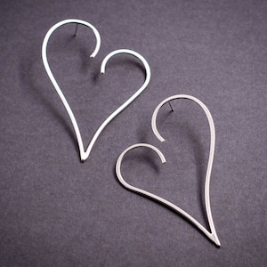 Sterling Silver Heart Earrings: Modern Artistic Studs