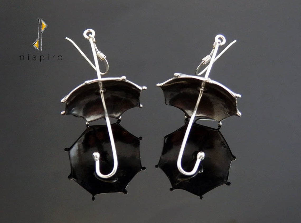 Umbrellas Silver Earrings Handmade Long Earrings Etsy