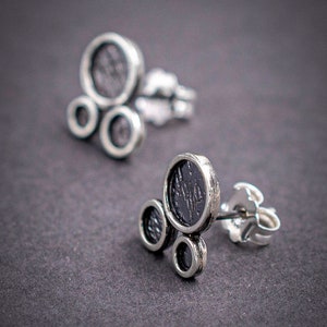 Stud Earrings Casual Minimalist Jewelry, Small Post Earrings, Handmade Silver Geometrical Earrings image 6