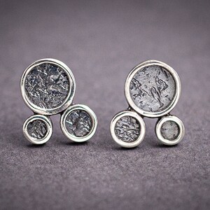 Stud Earrings Casual Minimalist Jewelry, Small Post Earrings, Handmade Silver Geometrical Earrings image 3