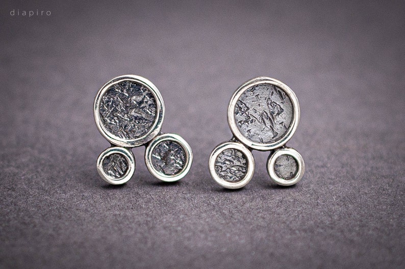 Stud Earrings Casual Minimalist Jewelry, Small Post Earrings, Handmade Silver Geometrical Earrings image 3