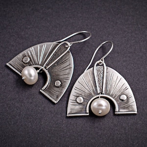 Pearl Earrings Chandelier Sterling Silver Dangling Earrings