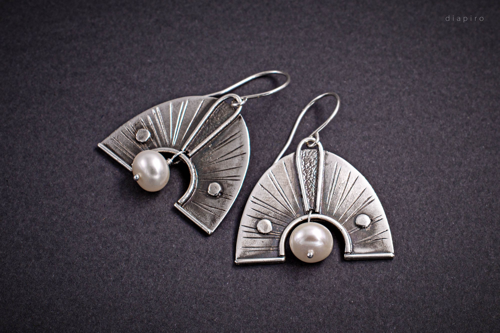 Pearl Earrings Chandelier Sterling Silver Dangling Earrings