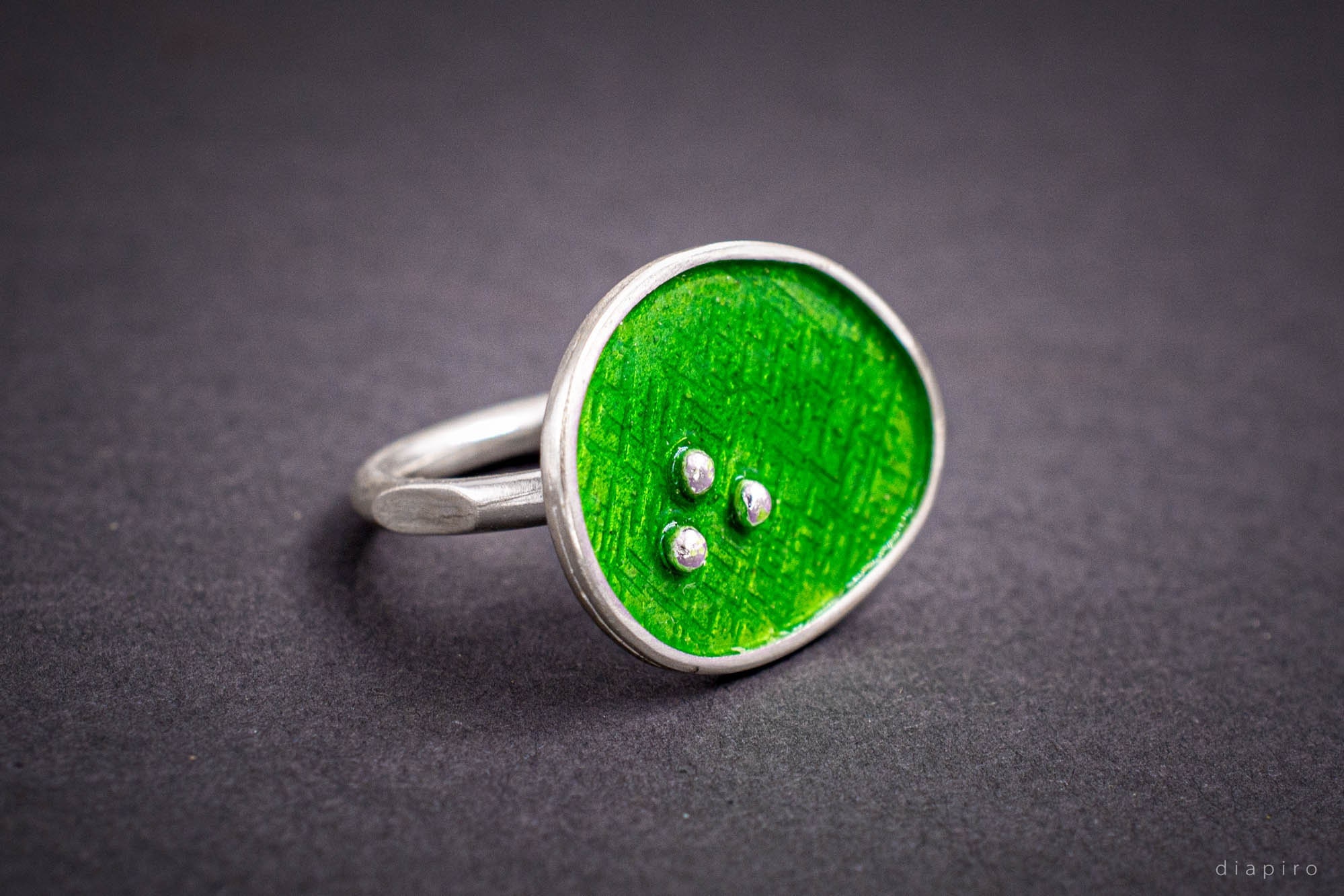 Green Enamel Ring - Etsy