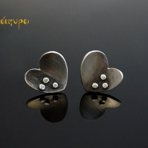 Small Heart Earrings, Silver Stud Earrings, Handmade Stud Earrings, Little Hearts Post Earrings