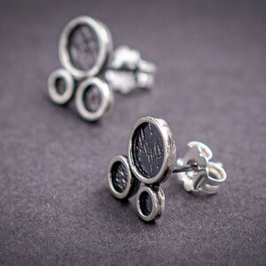 Stud Earrings Casual Minimalist Jewelry, Small Post Earrings, Handmade Silver Geometrical Earrings image 2