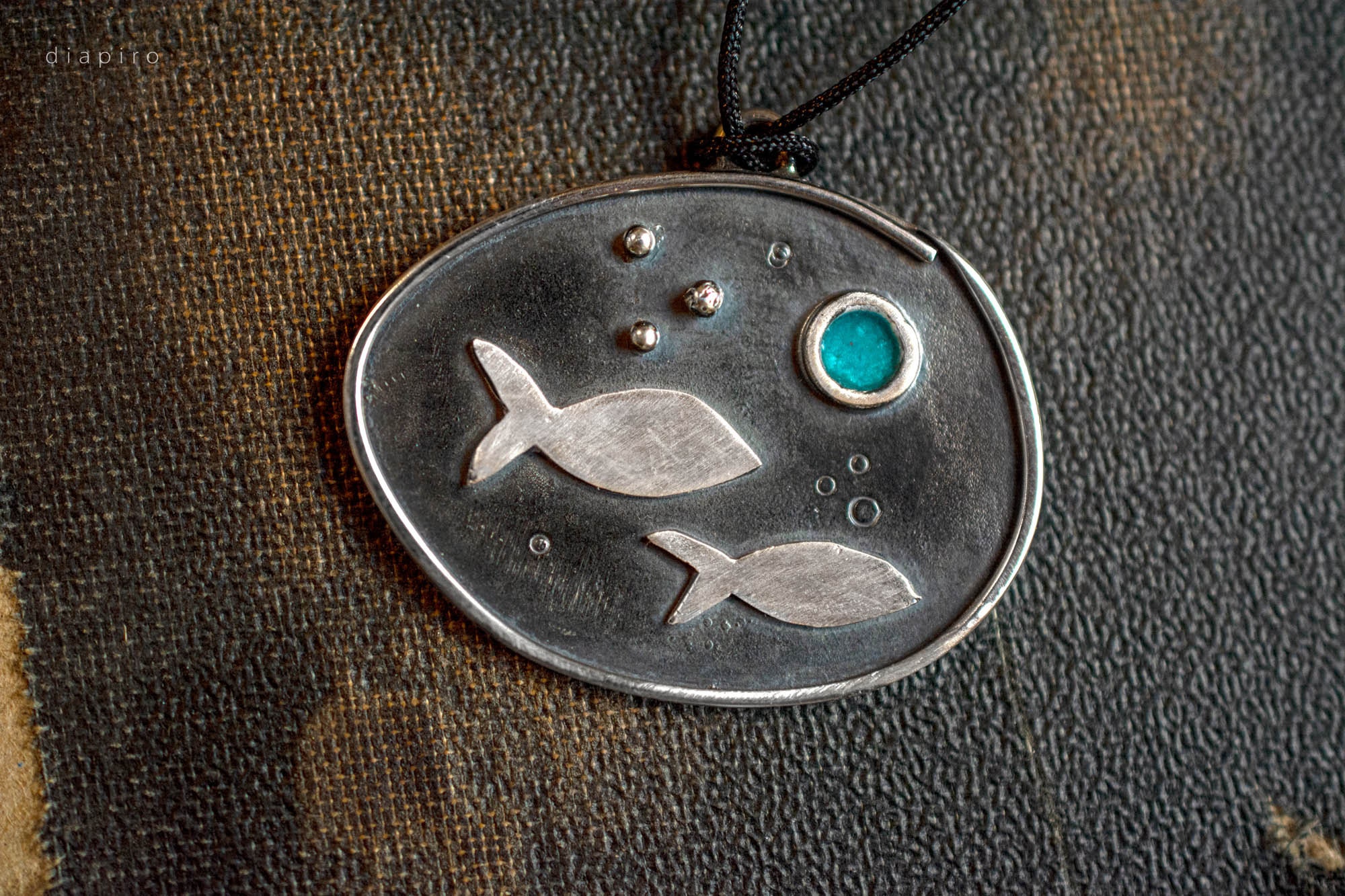 Silver Fishes Necklace Sterling Silver Enameled Handmade - Etsy