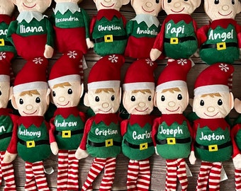 Personalized Plush Christmas Elf, Custom Name & Year