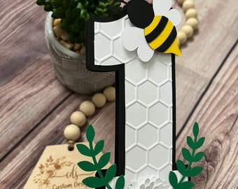 Bee 1st Birthday Cake Topper: Bumble Bee Theme Party