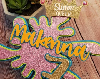 Slime Cake Topper: Personalized Birthday Party Decoration