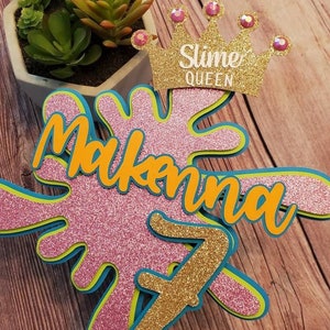 Slime Party Cupcake Toppers, Slime Birthday Party Decorations, Personalized  Slime Party Cupcake Toppers, Neon Slime Custom Cake Topper 