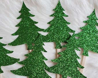 Christmas Tree Cupcake Toppers/ Cupcake Toppers/ Christmas Trees/ Christmas/ Party Decorations/ Holiday cupcake topper/ Christmas decor/