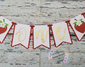 Strawberry High Chair Banner: First Birthday Party Garland