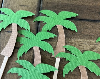 Palm Tree Cupcake Toppers: Handmade Beach Party Decor