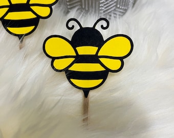 Bee Cupcake Toppers: Bumble Bee Party Decorations