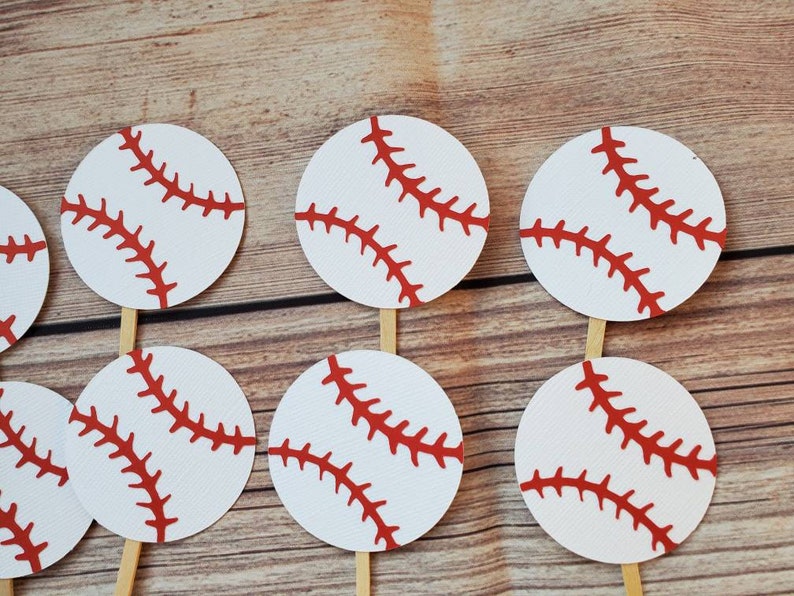 Baseball Cupcake Toppers/ Cupcake Topper/ Baseball/ Baseball Etsy