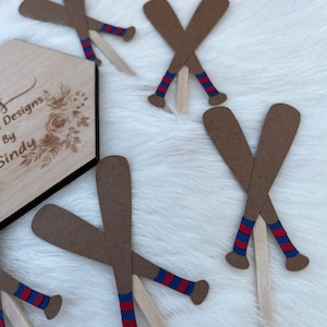 Baseball Bat Cupcake Toppers: Handmade Cardstock Party Decor (Set of 12)