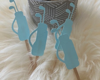 Golf Cart Cupcake Toppers: Glitter Golfing Party Decorations